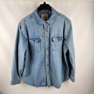 Levis Shirt Mens XXL Blue Western Denim Button Up L/S